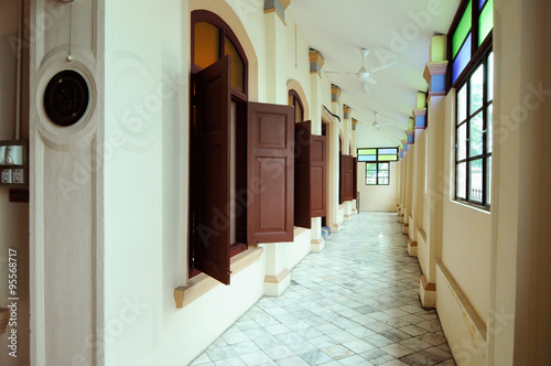 Interior of Kampung Paloh Mosque in Ipoh, Malaysia photo