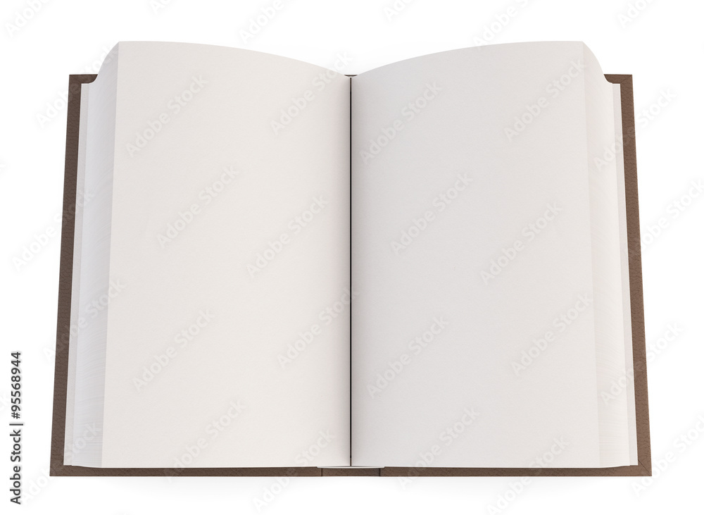 Open book isolated on white background. Top view. 3d. Open book isolated on white background. Top view. 3d.