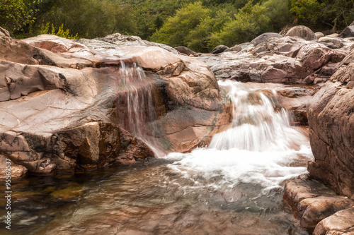 Waterfall in Fango valley at Manso in Corsica