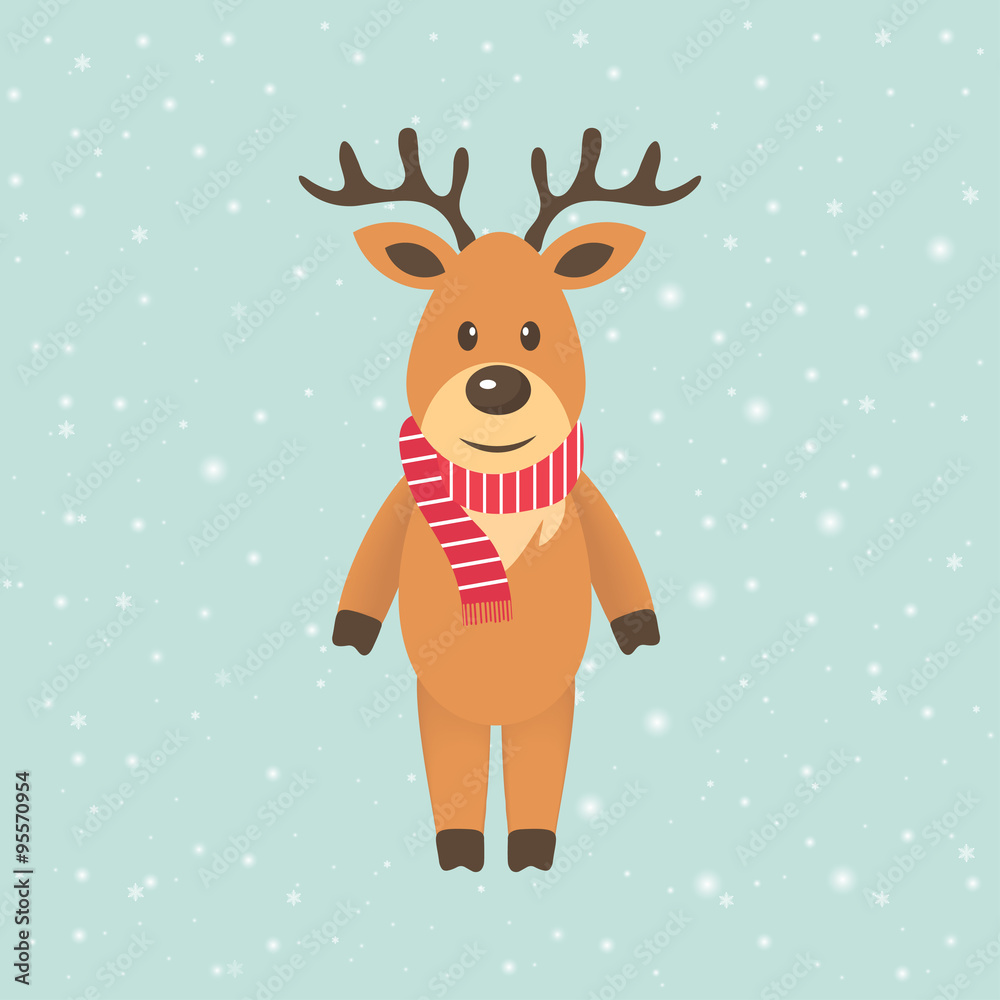 winter deer with a scarf