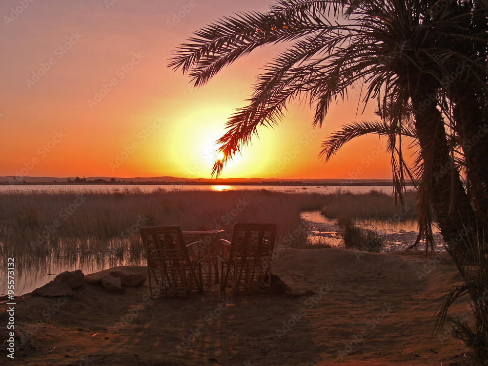Fototapeta premium Coucher de soleil, Oasis de Siwa Egypte