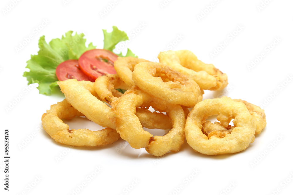 Fried onion on white background Fried onion on white background