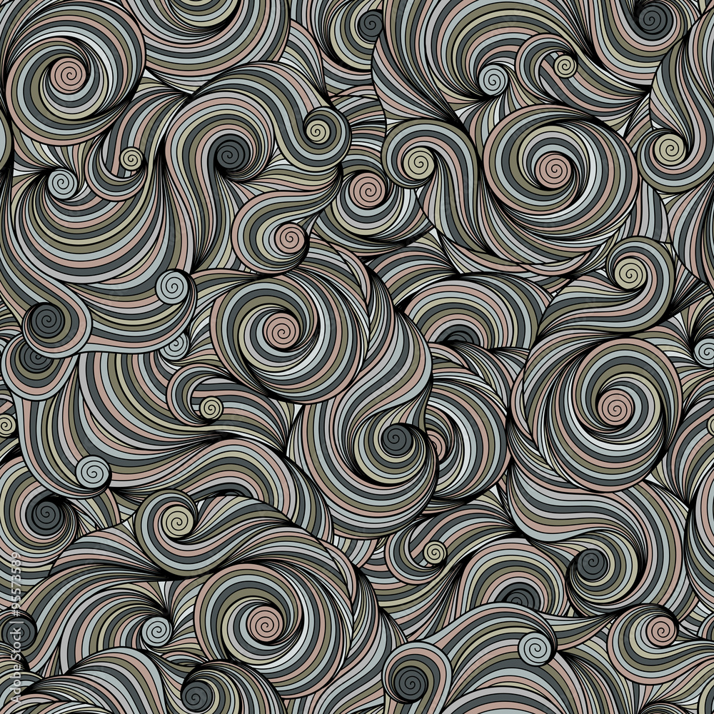 Seamless Asian ethnic floral retro background pattern in vector.