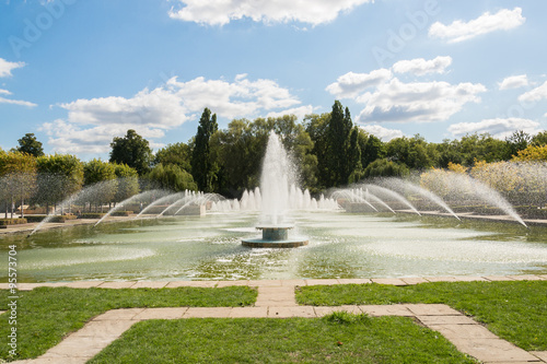 Big water fountain in battersea park, London, UK. photo