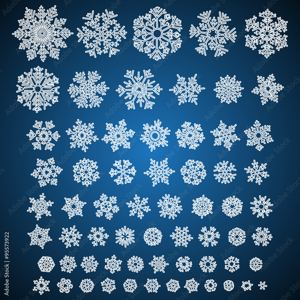 Set of different hand-drawn snowflakes Set of different hand-drawn snowflakes