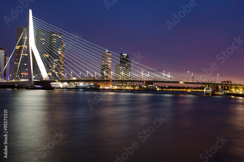 Erasmus Bridge and Rotterdam Skyline at Twilight, Zuid Holland, The Netherlands © rob3rt82