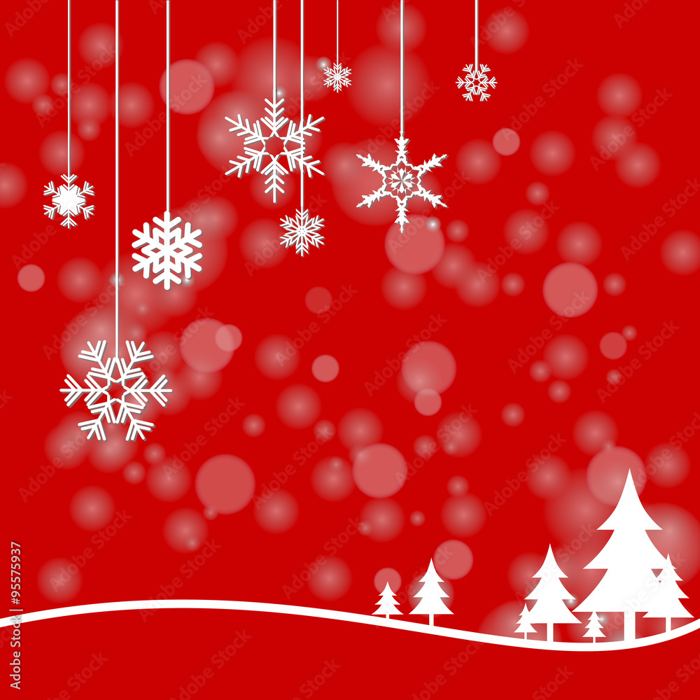 Xmas snowflakes on red background 