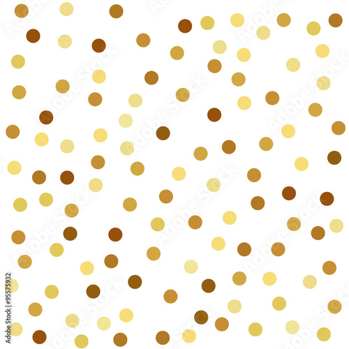 Golden confetti background. Polka dot.