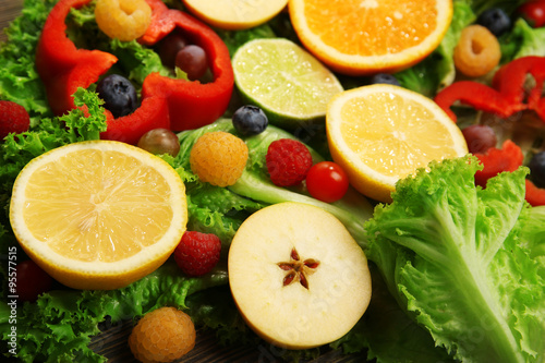 Fototapeta Naklejka Na Ścianę i Meble -  Colourful fruits and vegetables background