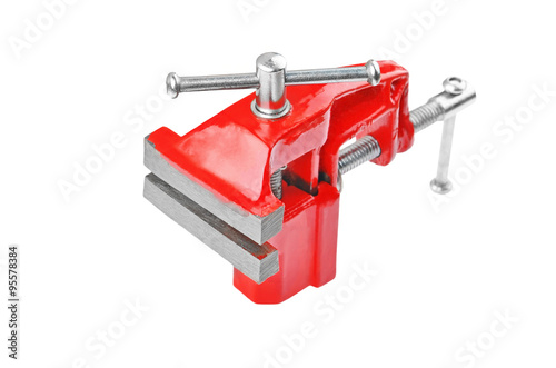 Mechanical hand vise clamp, isolated on white background