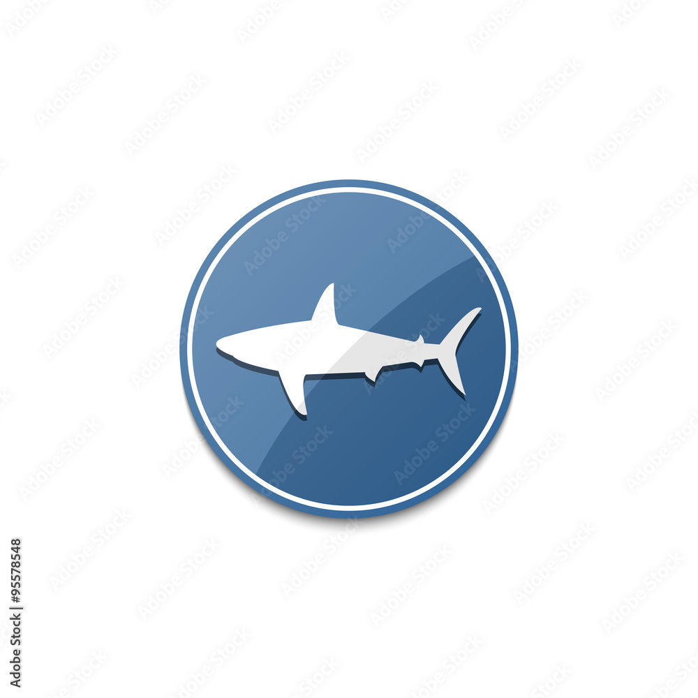 Blue shark icon with shadow Blue shark icon with shadow