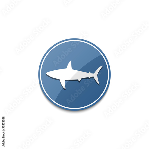 Blue shark icon with shadow