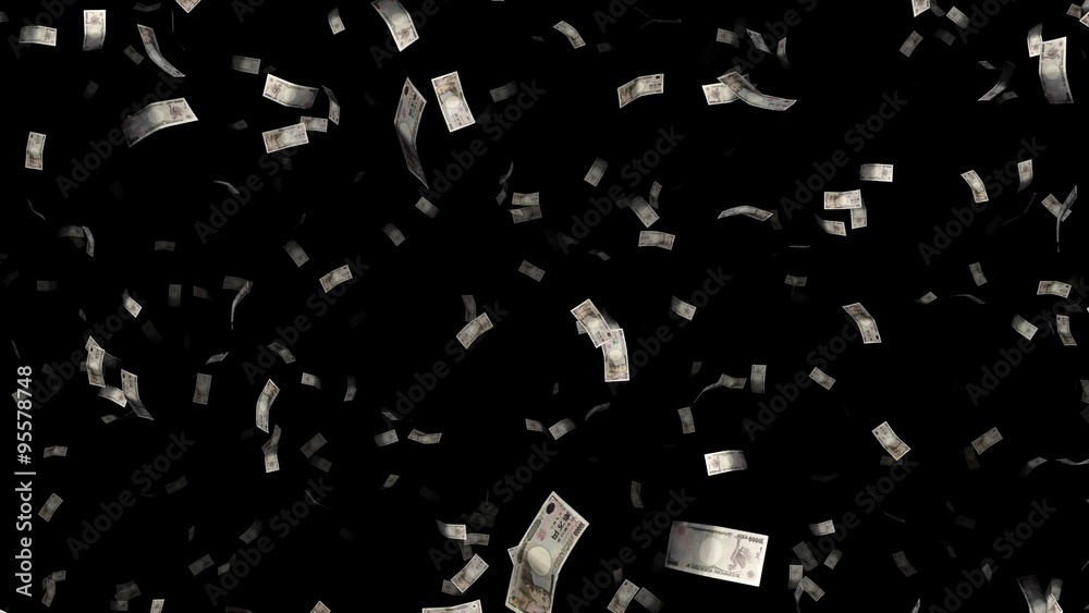 一万円札の渦, アルファチャンネル付き透明背景&シームレスループ動画