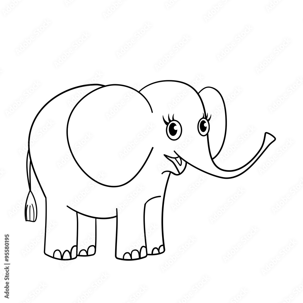 Fototapeta premium Coloring page outline of nice small elephant