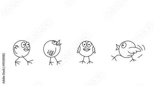 Coloring page outline of funny chicks