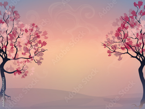Autumn landscape with abstract trees. Vector  EPS 10