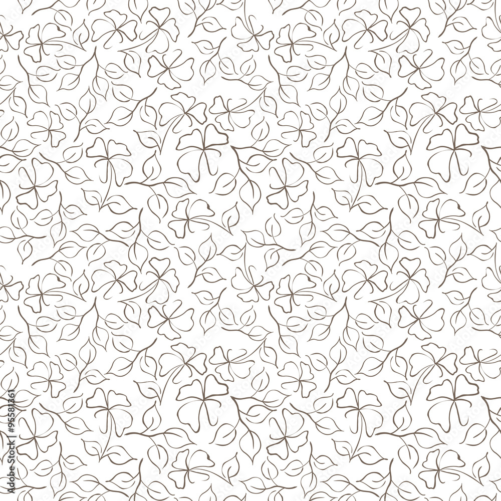 Seamless pattern with hand drown flowers and leaves