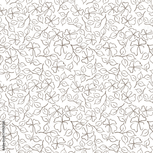 Seamless pattern with hand drown flowers and leaves