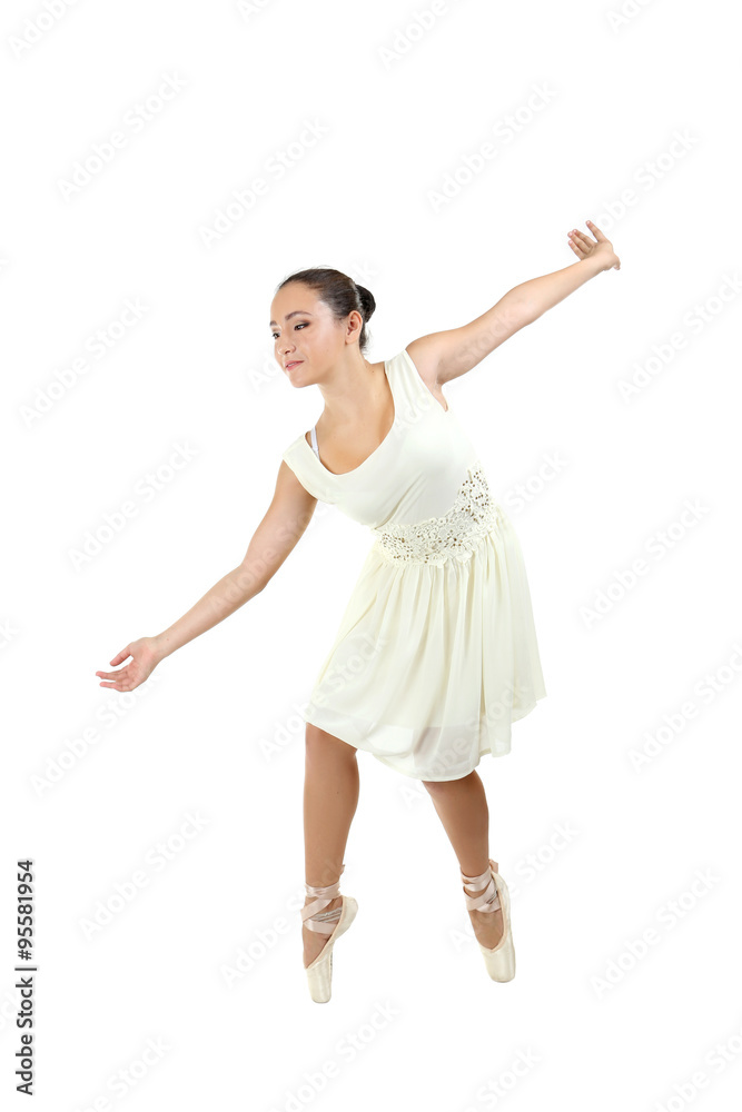 Young gymnasts on a white background