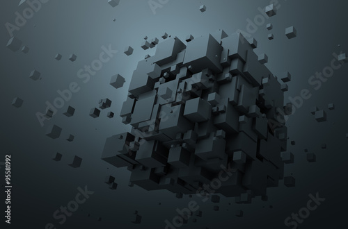 Fototapeta Naklejka Na Ścianę i Meble -  Abstract 3D Rendering of Chaotic Cubes.