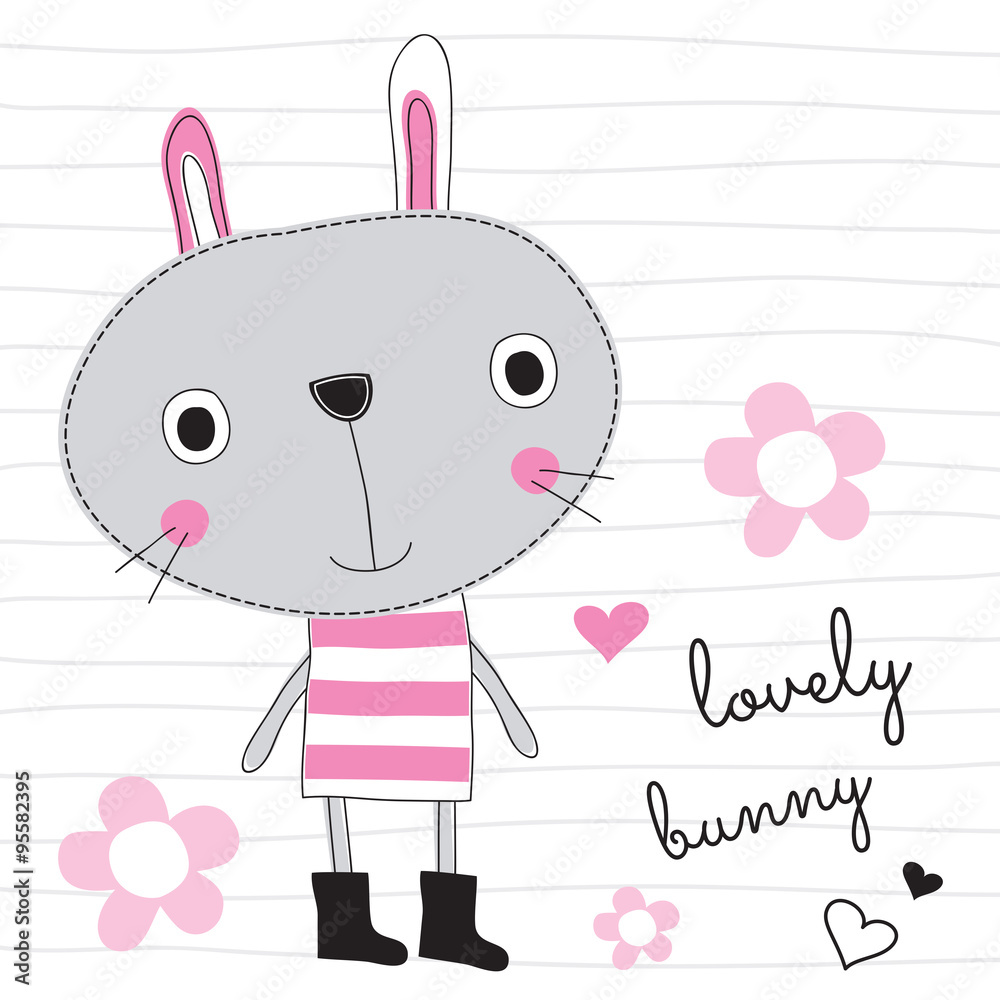 sweet bunny rabbit vector illustration Stock Vector | Adobe Stock