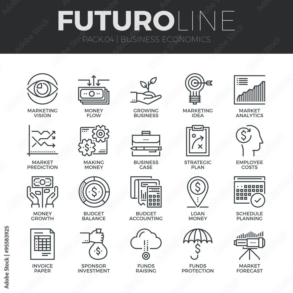 Business Economics Futuro Line Icons Set