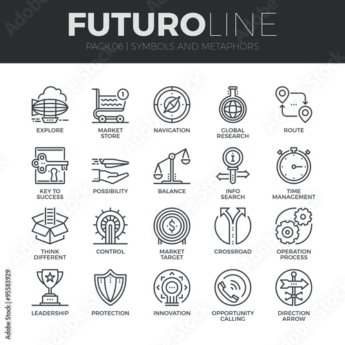 Symbols and Metaphors Futuro Line Icons Set