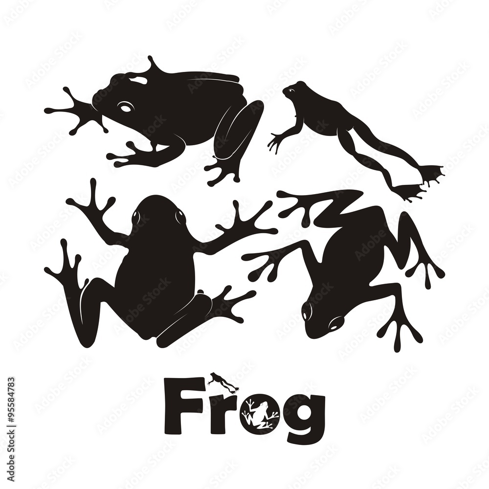 Naklejka premium Frog Silhouette Vector. Frog of silhouettes set vector