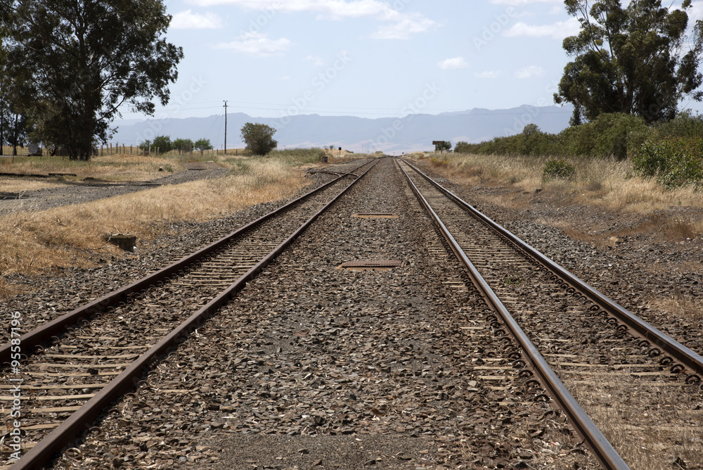 Obraz premium Railway tracks in the hamlet of Pools Swartberg region South Africa