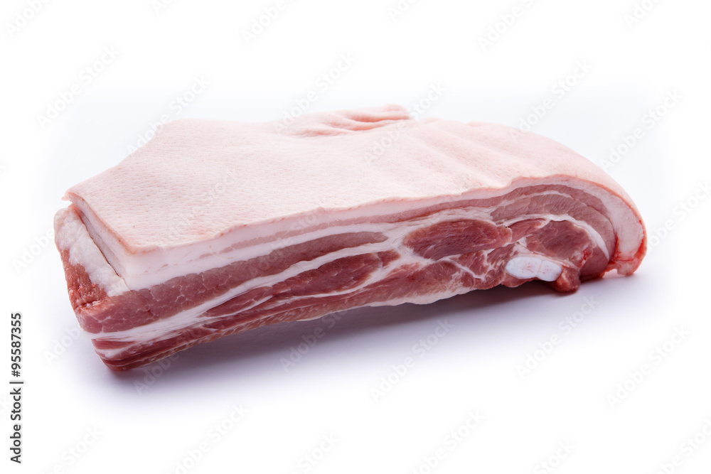 Pork belly on a white background Pork belly on a white background