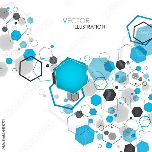 Abstract geometric blue hexagon background. Vector illustration