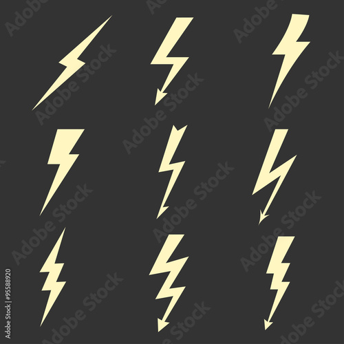 Lightning flat icons. Vector
