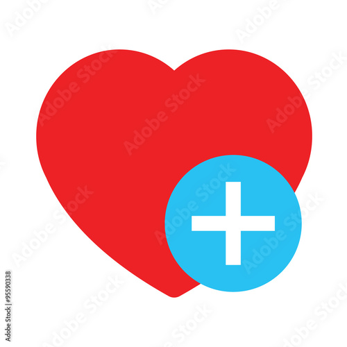 Icon of red heart sign with plus depicting Add to favorites icon