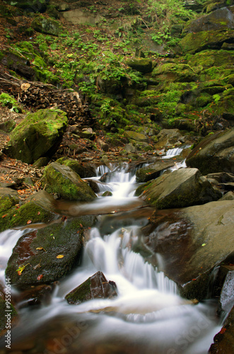 beautiful waterfall scene, ukraine carpathian shipot waterfall