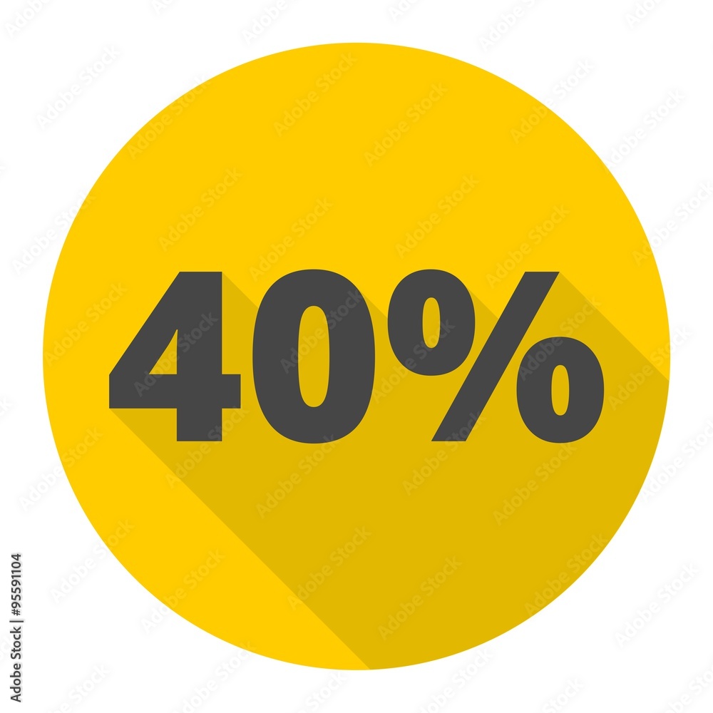 Discount forty (40) percent circular icon with long shadow Discount forty (40) percent circular icon with long shadow