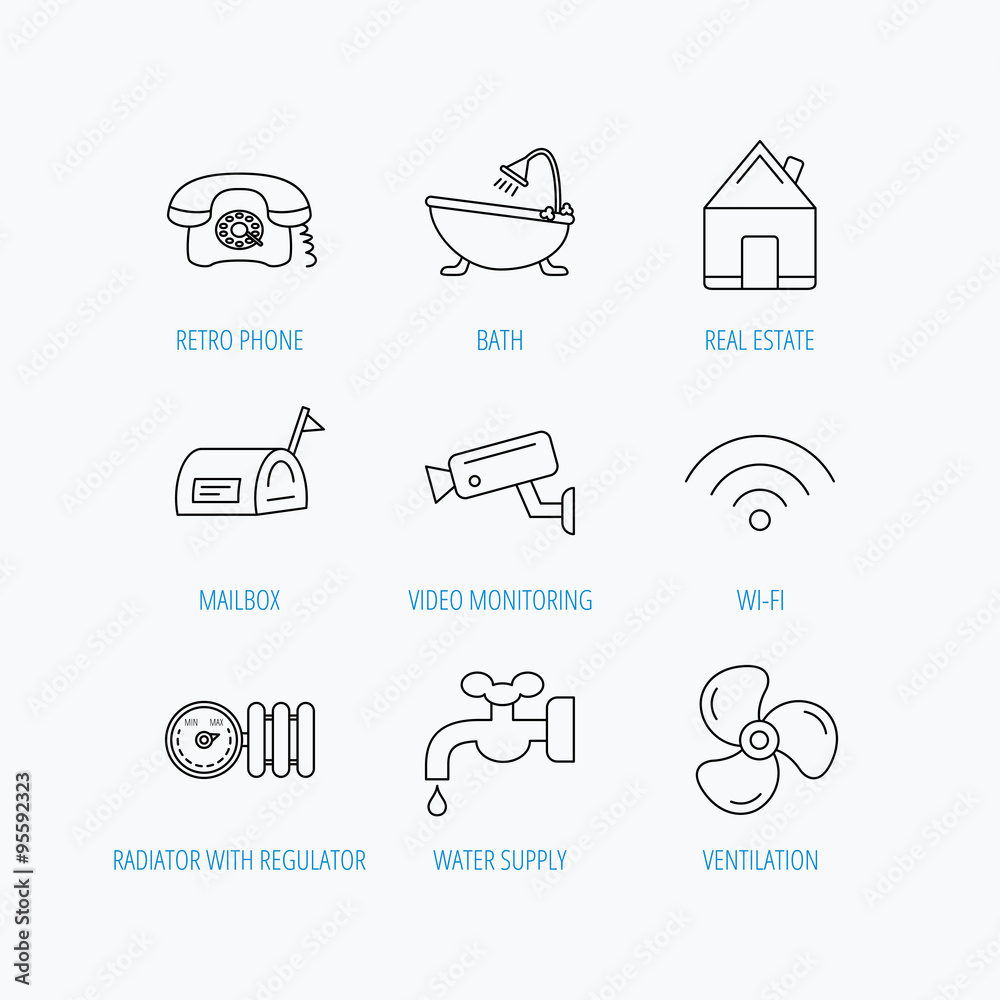 Fototapeta premium Wifi, vide camera and mailbox icons.