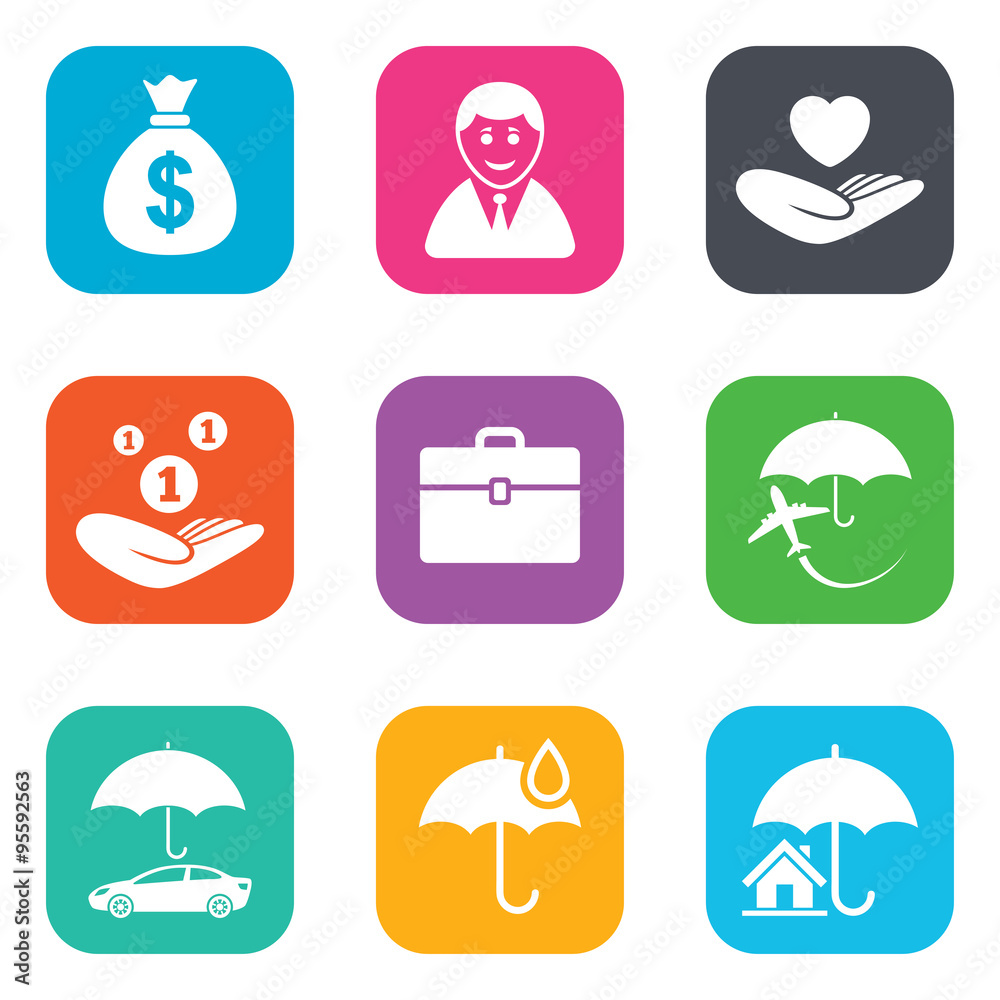 Insurance icons. Life, Real estate and House. Insurance icons. Life, Real estate and House.