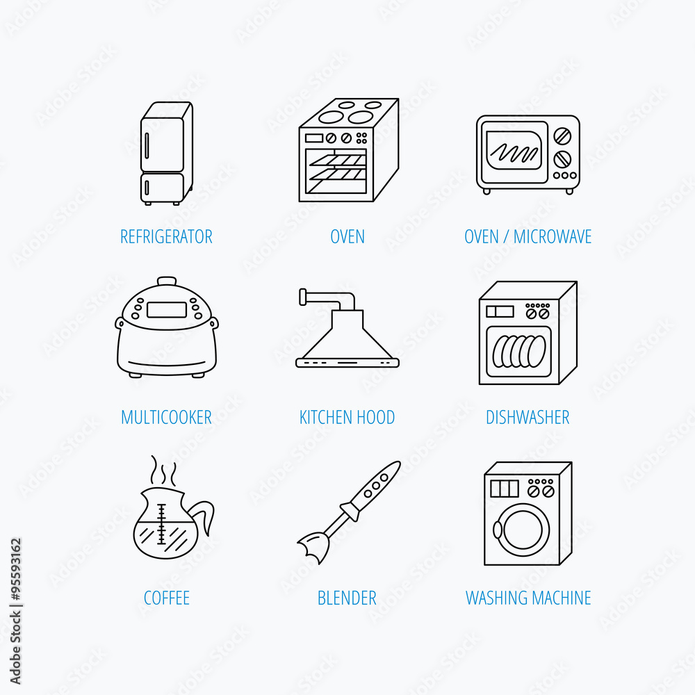 Microwave oven, washing machine and blender. Microwave oven, washing machine and blender.