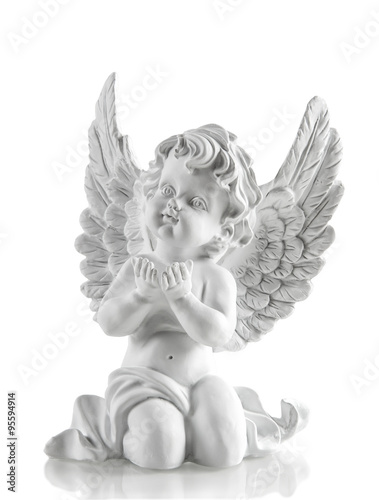 Little white guardian angel over white. Christmas decoration