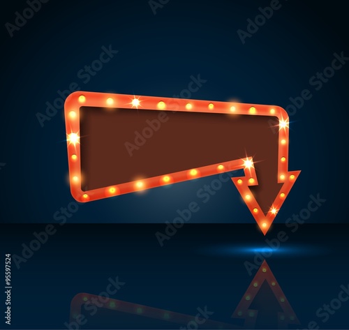 Retro arrow with space for text blue background