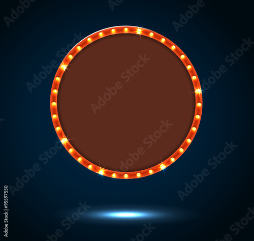 Shining retro light banner on blue background