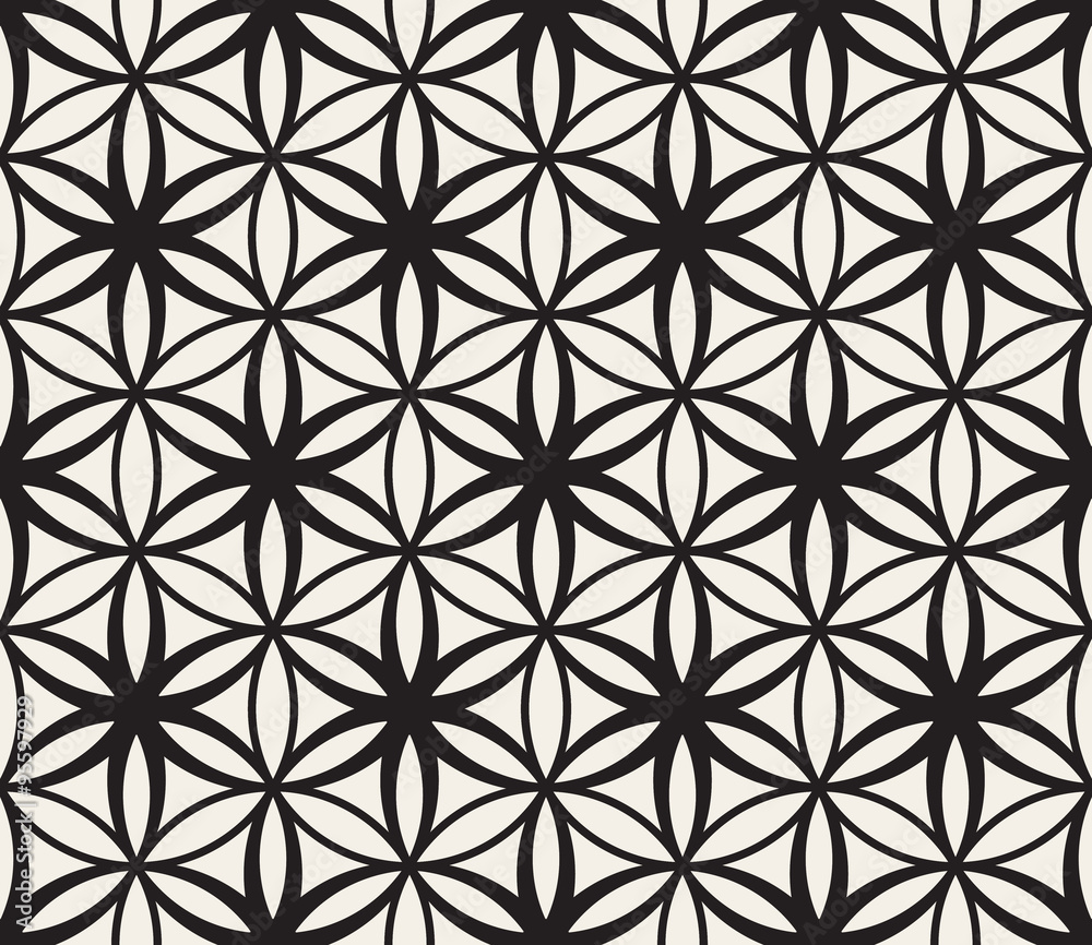 Vector Seamless Black and White Flower of Life Sacred Geometry Circle Pattern Vector Seamless Black and White Flower of Life Sacred Geometry Circle Pattern