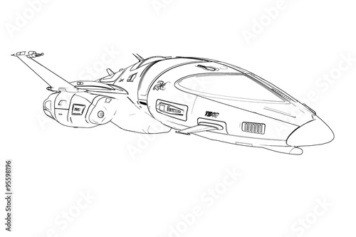 Fototapeta Naklejka Na Ścianę i Meble -  spaceship black sketch