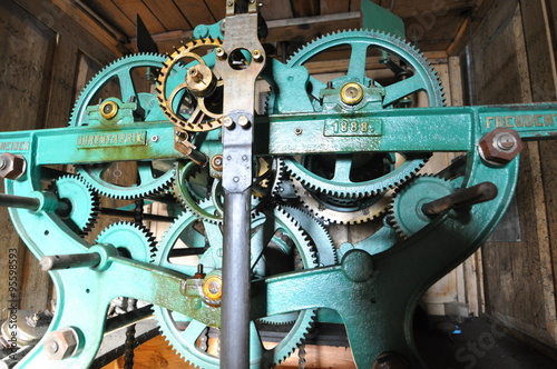 Mechanism of the old tower clock.