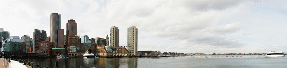 Obraz premium Boston harbor skyline w zimie