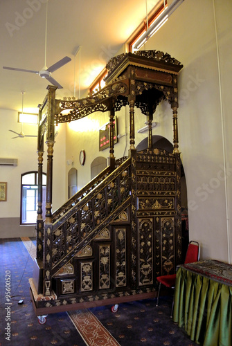 Interior of Kampung Paloh Mosque in Ipoh, Malaysia photo