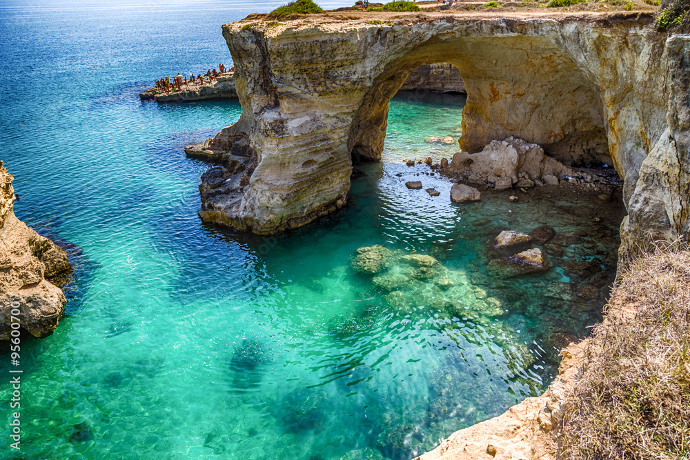 Naklejka premium Stacks on the coast of Salento in Italy