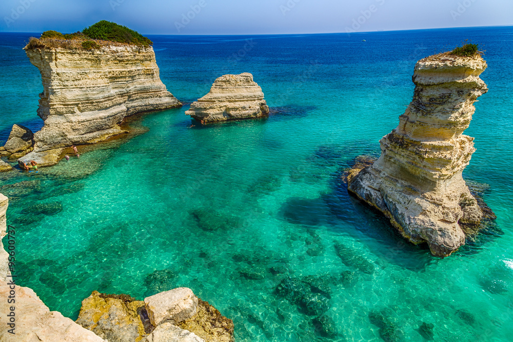 Stacks on the coast of Salento in Italy Stacks on the coast of Salento in Italy