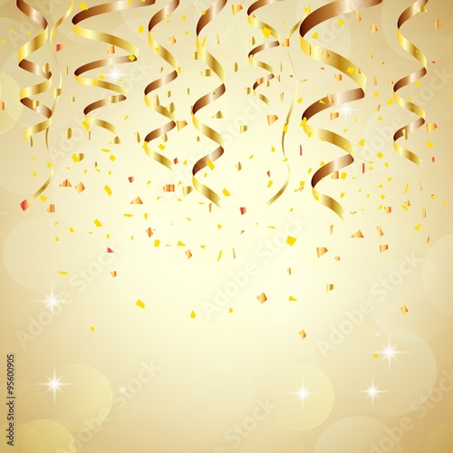 Happy new year background with golden confetti