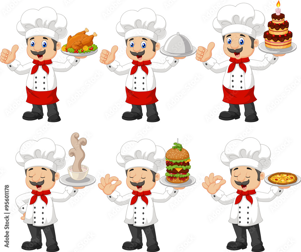 Cartoon chef collection set isolated on white background Cartoon chef collection set isolated on white background
